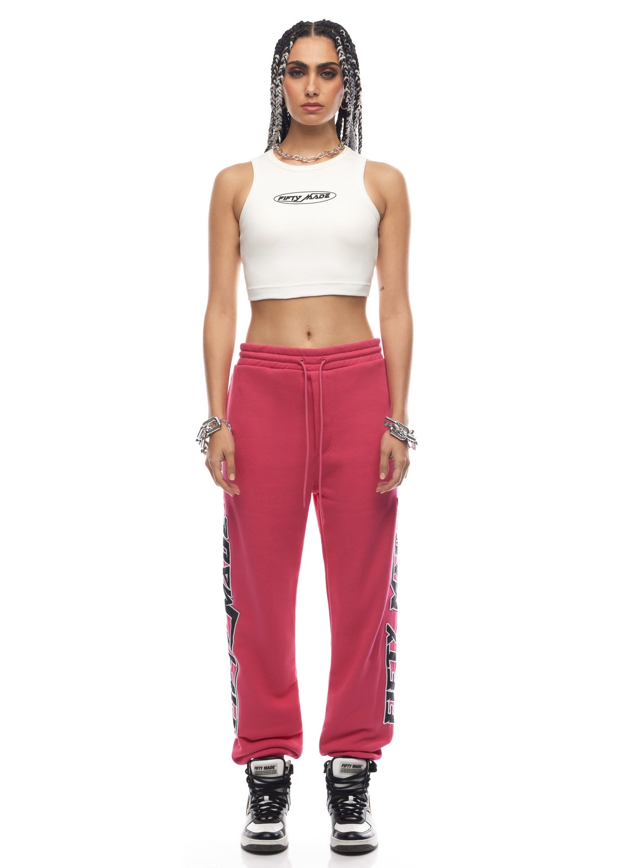 Embroidered Logo Joggers Fuchsia