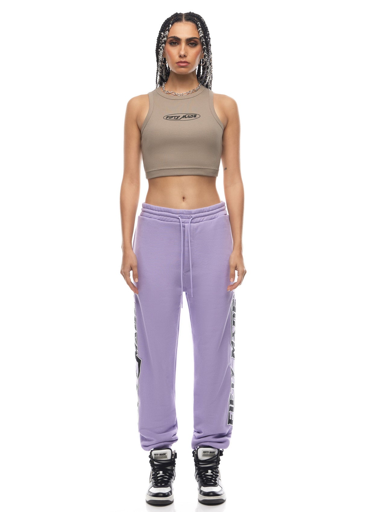 Embroidered Logo Joggers Lilac