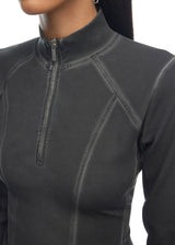 Vintage Half-Zip Running Top Black