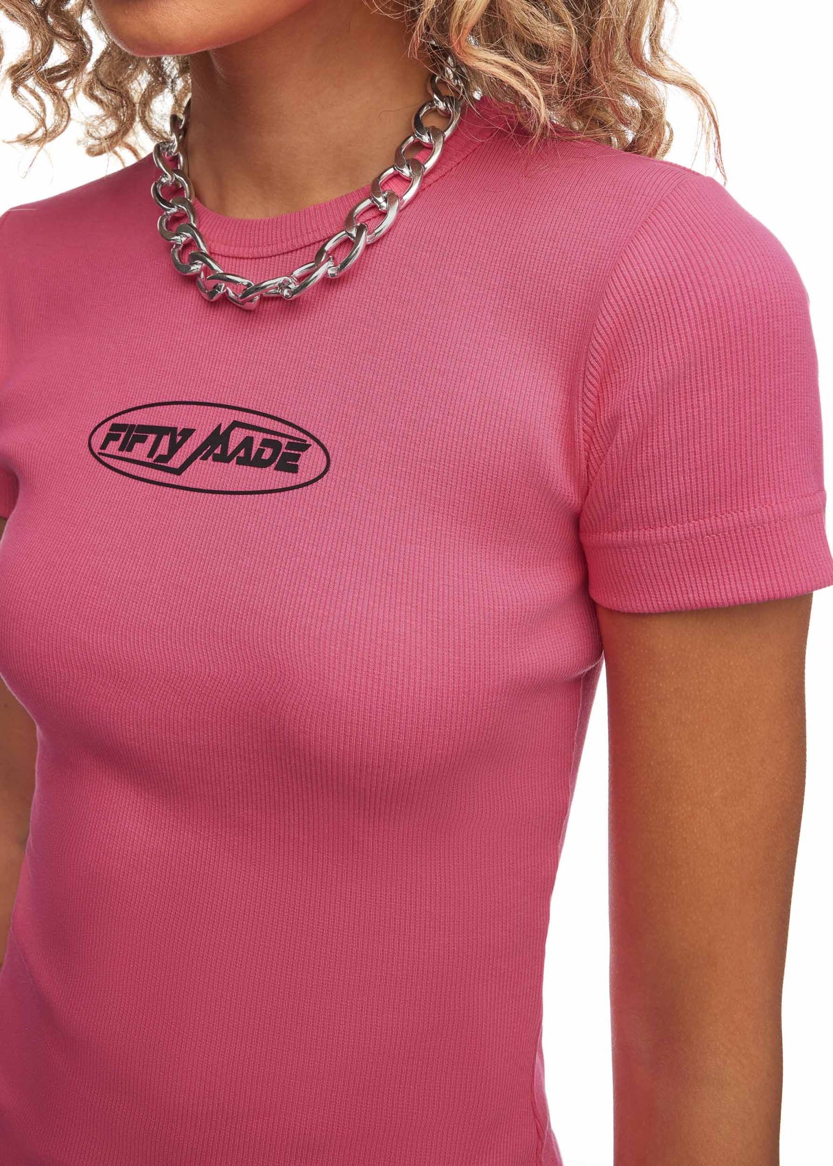 Fitted Rib T-Shirt Fuchsia