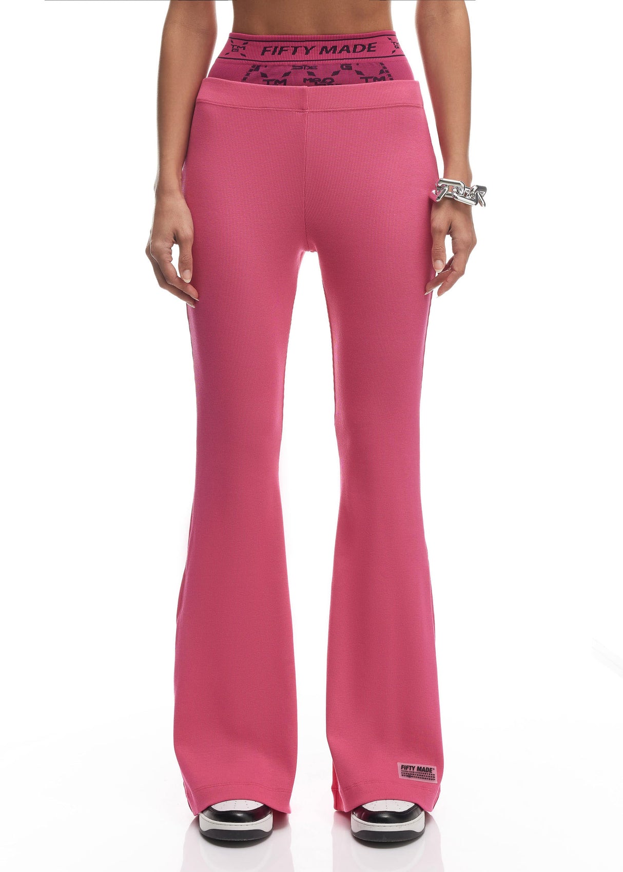 Flared Rib Pants Fuchsia