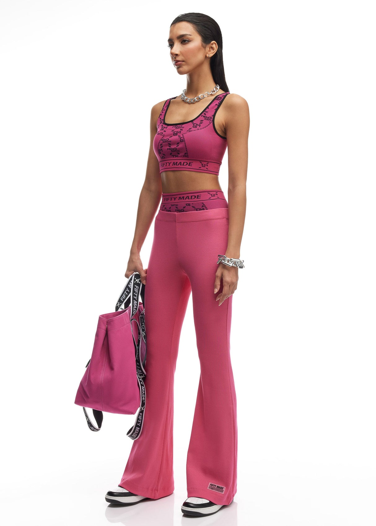 Flared Rib Pants Fuchsia