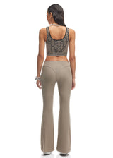 Flared Rib Pants Beige