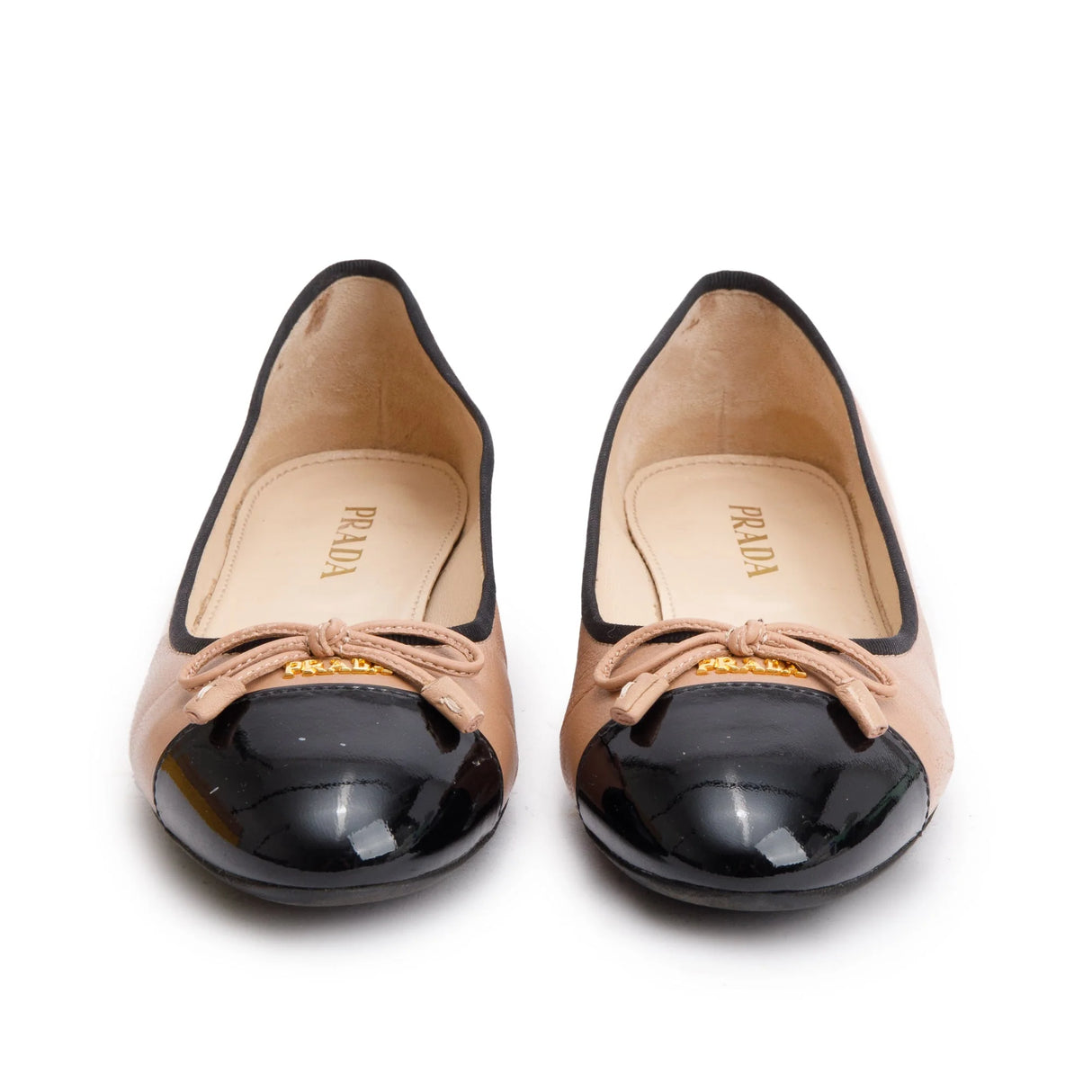 Prada Calzature Donna Ballet Flats â€“ Black & Nude Nappa Leather