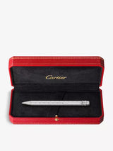 Santos de Cartier Ballpoint Pen – Palladium-Finish Metal, Graphic Engraving