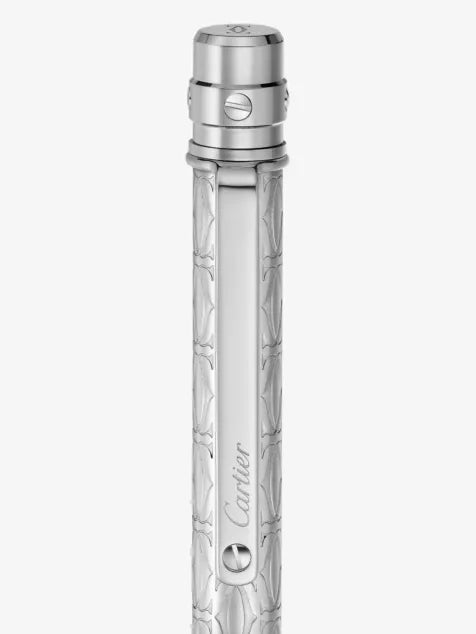 Santos de Cartier Ballpoint Pen â€“ Palladium-Finish Metal, Graphic Engraving