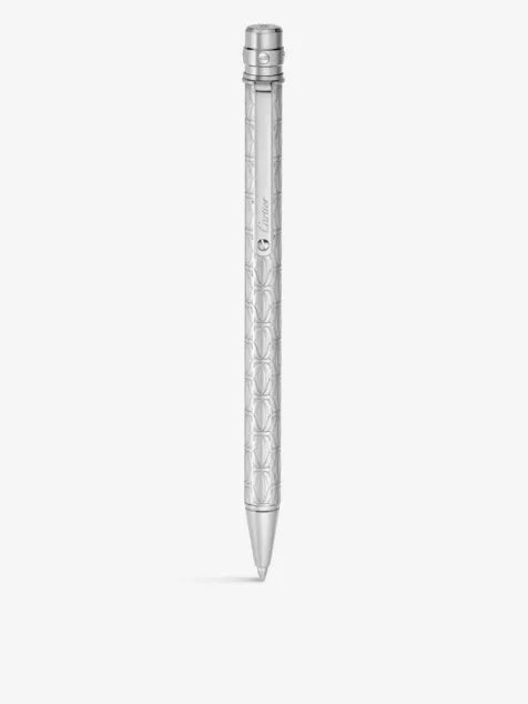 Santos de Cartier Ballpoint Pen â€“ Palladium-Finish Metal, Graphic Engraving