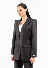 Regular Fit Pleather Blazer Anthrocete Grey