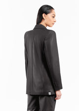 Regular Fit Pleather Blazer Anthrocete Grey