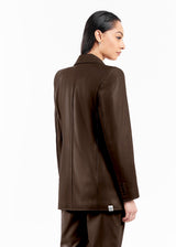 Regular Fit Pleather Blazer Cocoa Brown