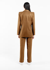 Regular Fit Pleather Blazer Camel