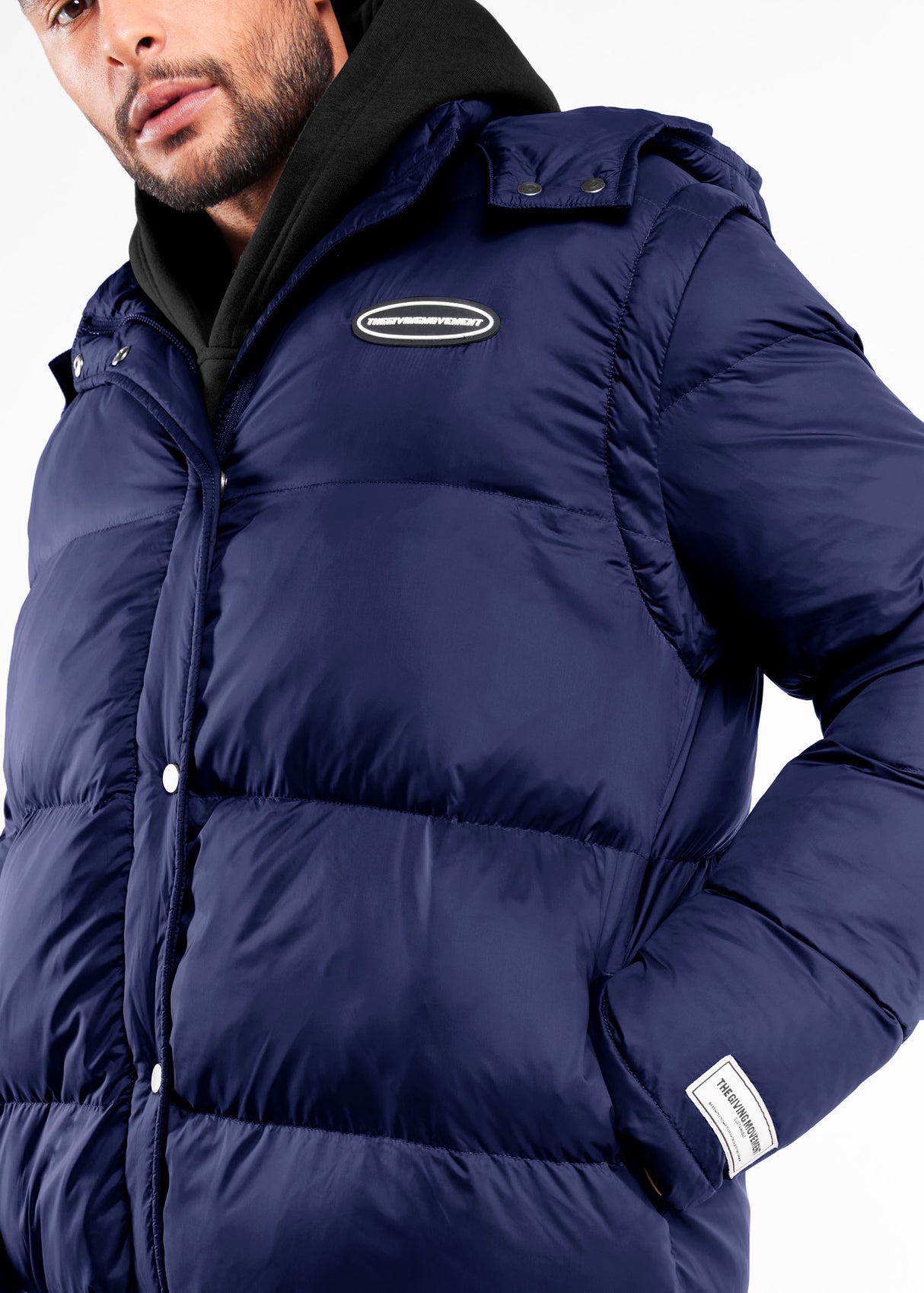 2-in-1 Short PUFFA Gilet & Jacket Navy Unisex