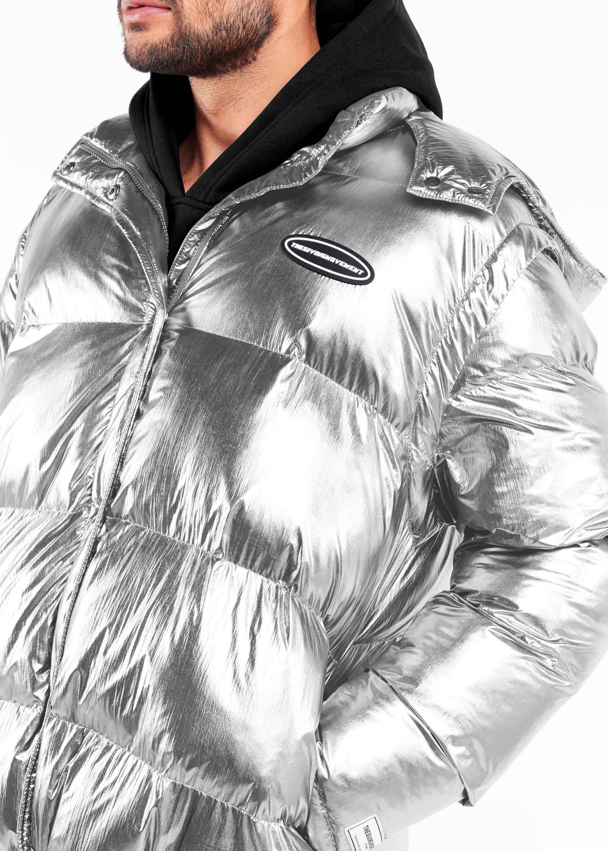 2-in-1 Short PUFFA Gilet & Jacket Silver Unisex