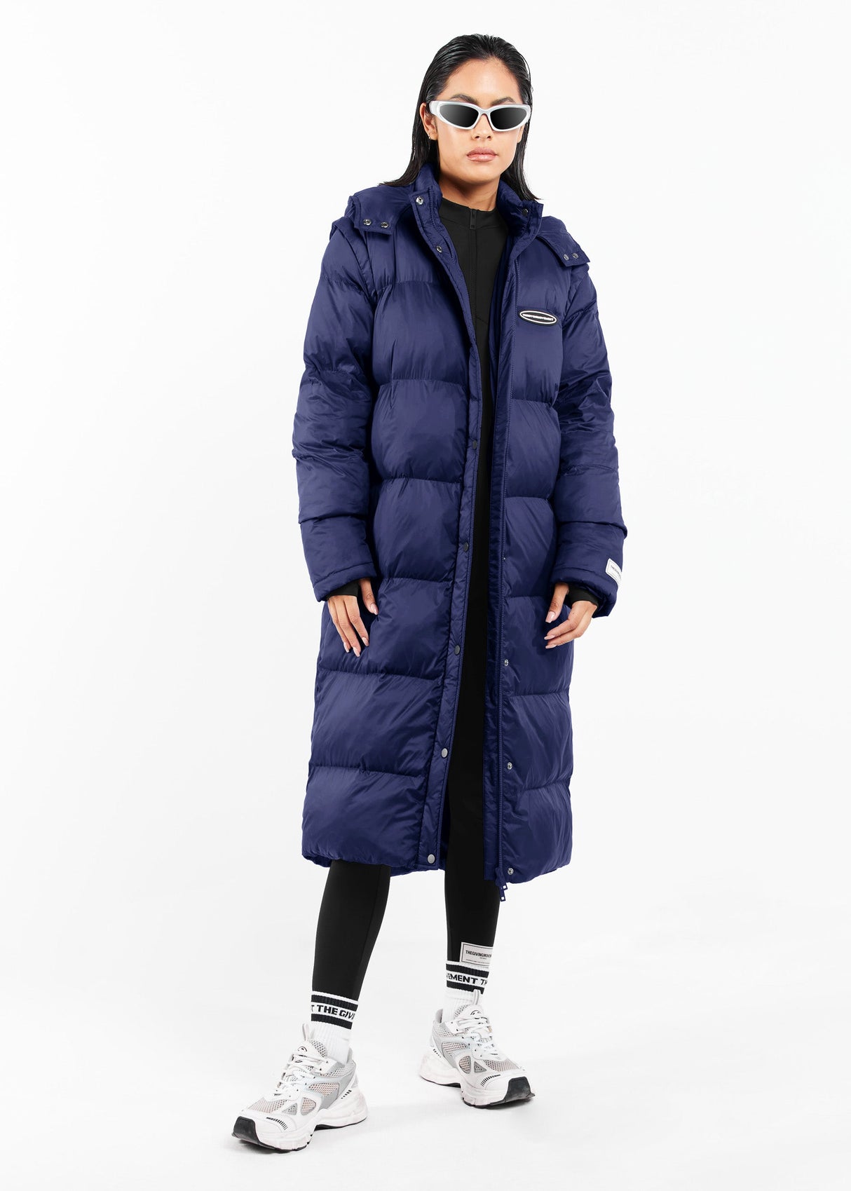 2-in-1 Long PUFFA Gilet & Jacket Navy Blue Unisex