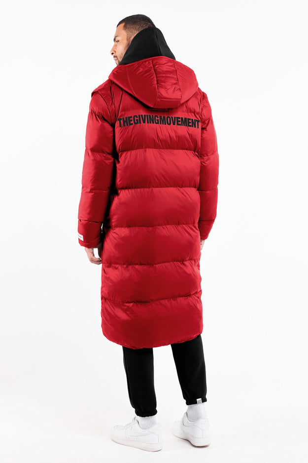 2-in-1 Long PUFFA Gilet & Jacket Red Unisex