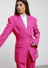 Women's Formal Cinched Waist Blazer Fuchsia Pink