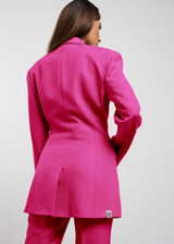 Women's Formal Cinched Waist Blazer Fuchsia Pink