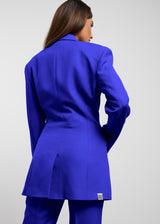 Women's Formal Cinched Waist Blazer Moroccan Blue