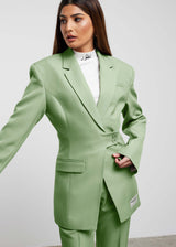 Women's Formal Cinched Waist Blazer Sage Green