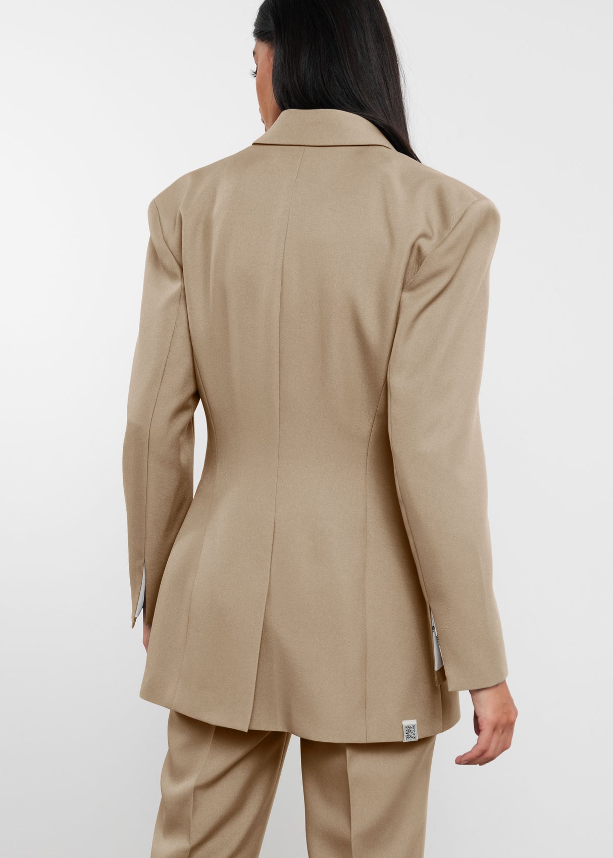 Women's Formal Cinched Waist Blazer Taupe