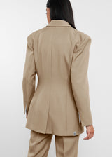 Women's Formal Cinched Waist Blazer Taupe