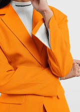 Women's Formal Cinched Waist Blazer Tangerine Orange