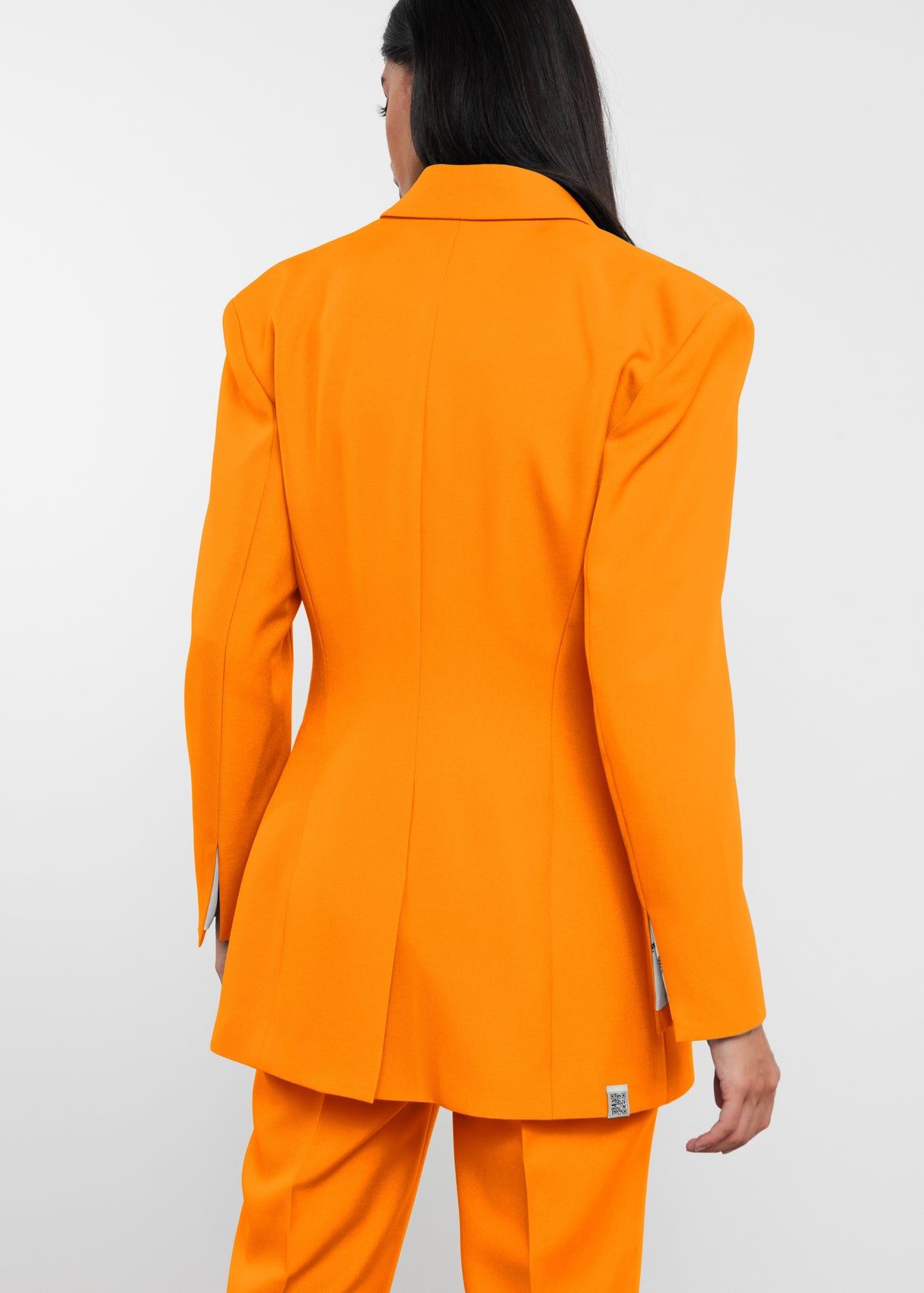 Women's Formal Cinched Waist Blazer Tangerine Orange