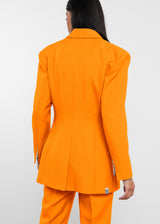 Women's Formal Cinched Waist Blazer Tangerine Orange