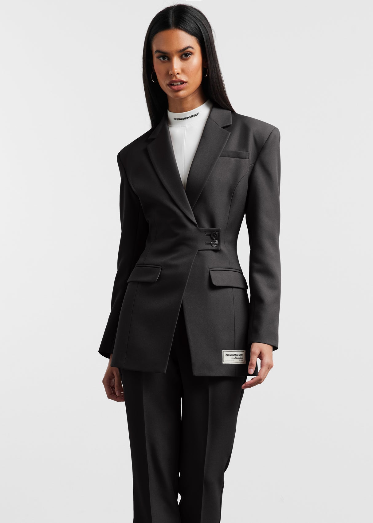 Women's Formal Cinched Waist Blazer True Black