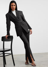 Women's Formal Cinched Waist Blazer True Black