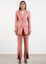 Formal Cinched Waist Blazer Blush Pink