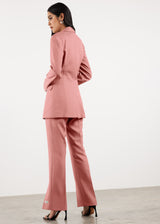 Formal Cinched Waist Blazer Blush Pink