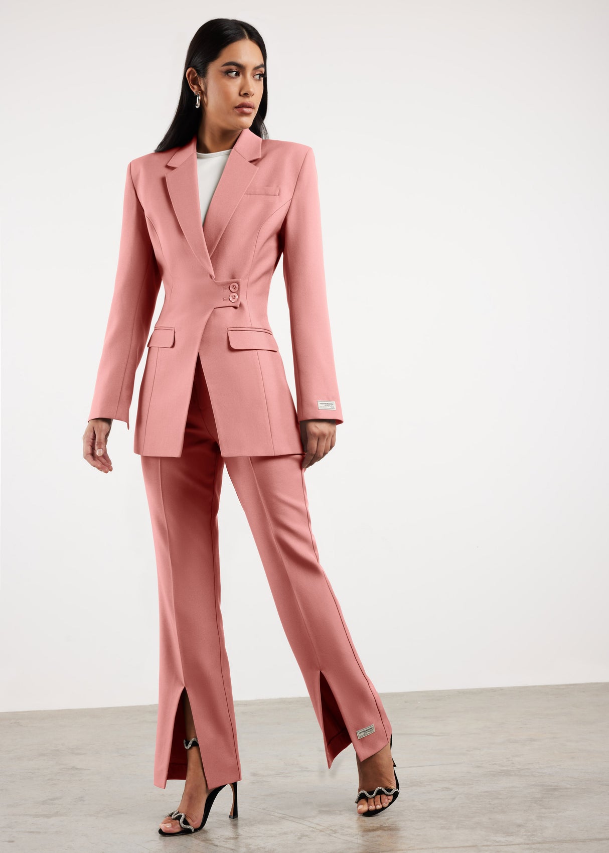 Formal Cinched Waist Blazer Blush Pink