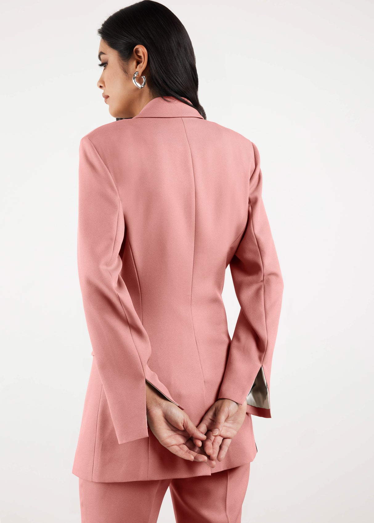 Formal Cinched Waist Blazer Blush Pink