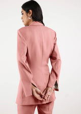 Formal Cinched Waist Blazer Blush Pink