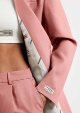 Formal Cinched Waist Blazer Blush Pink