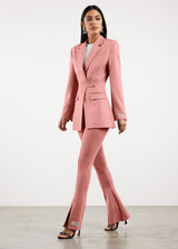 Formal Cinched Waist Blazer Blush Pink