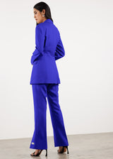 Formal Cinched Waist Blazer Moroccan Blue