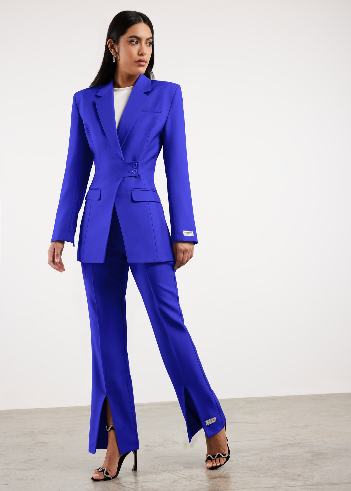 Formal Cinched Waist Blazer Moroccan Blue