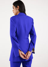 Formal Cinched Waist Blazer Moroccan Blue