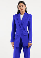 Formal Cinched Waist Blazer Moroccan Blue