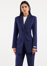 Formal Cinched Waist Blazer Navy