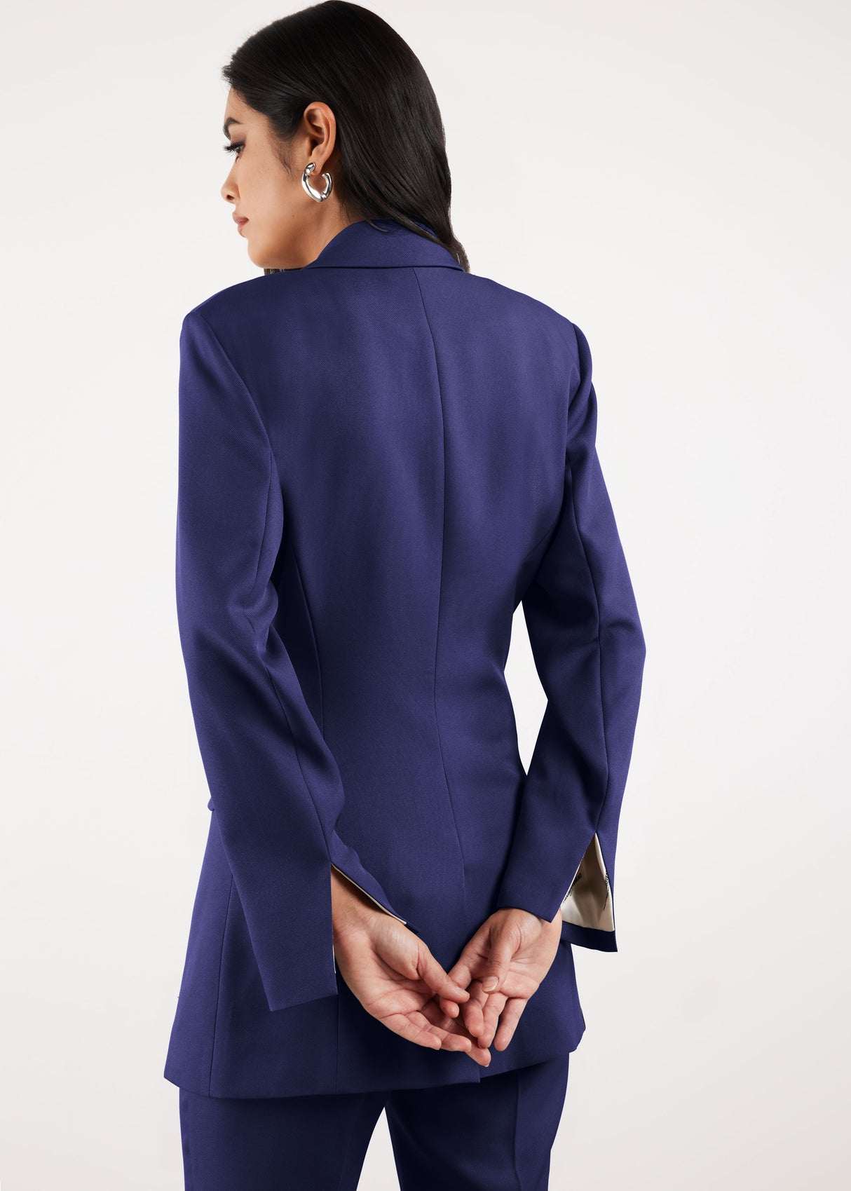 Formal Cinched Waist Blazer Navy