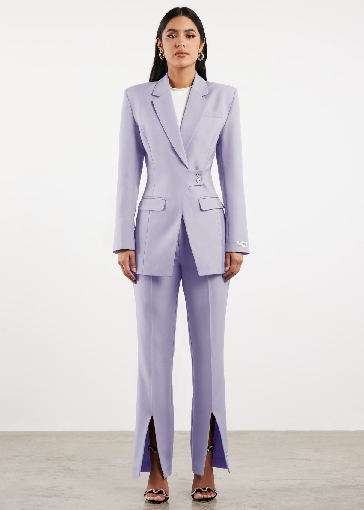 Formal Cinched Waist Blazer Pastel Purple