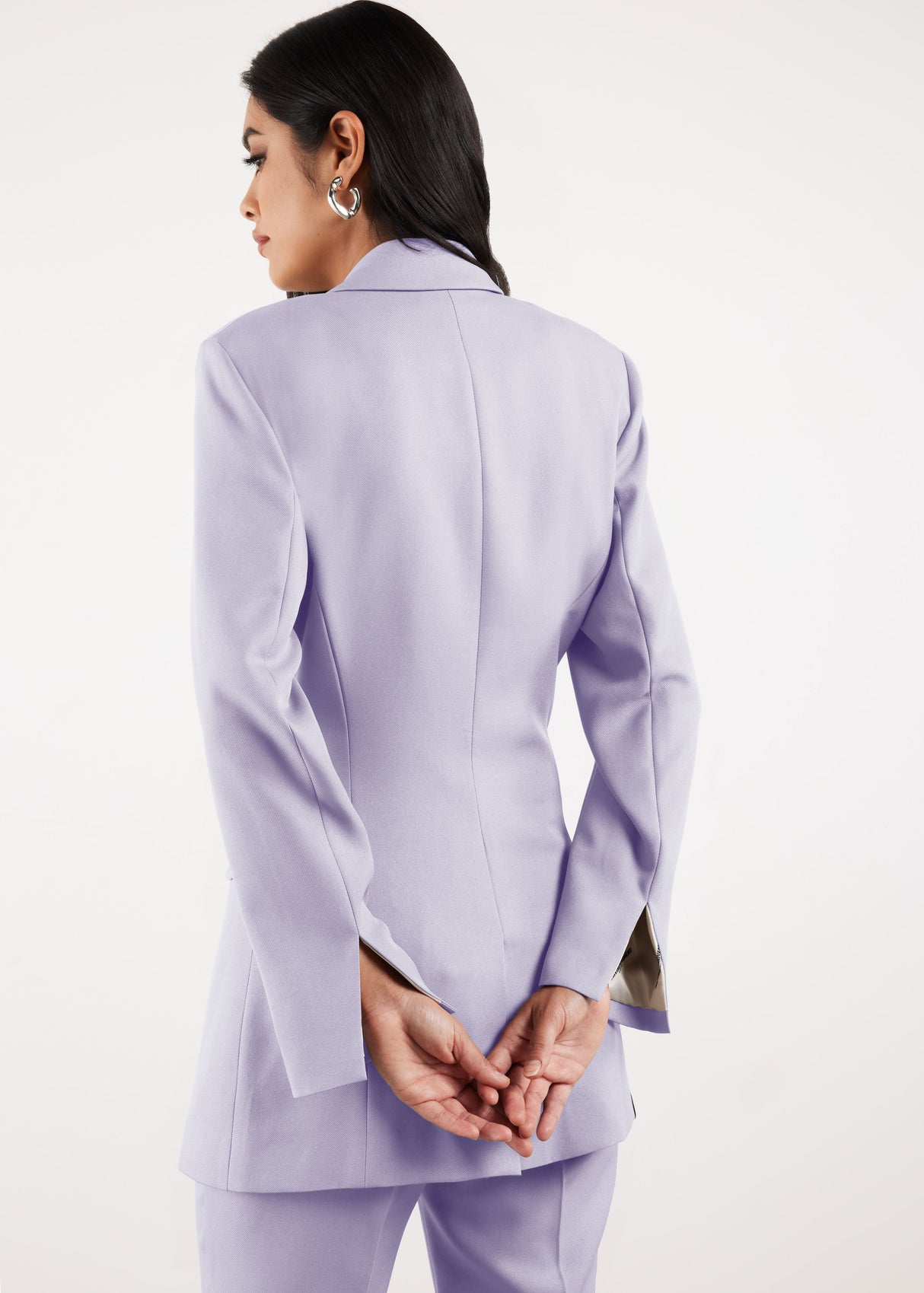 Formal Cinched Waist Blazer Pastel Purple