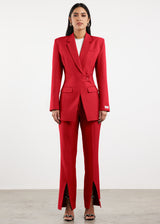 Formal Cinched Waist Blazer Red