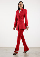 Formal Cinched Waist Blazer Red