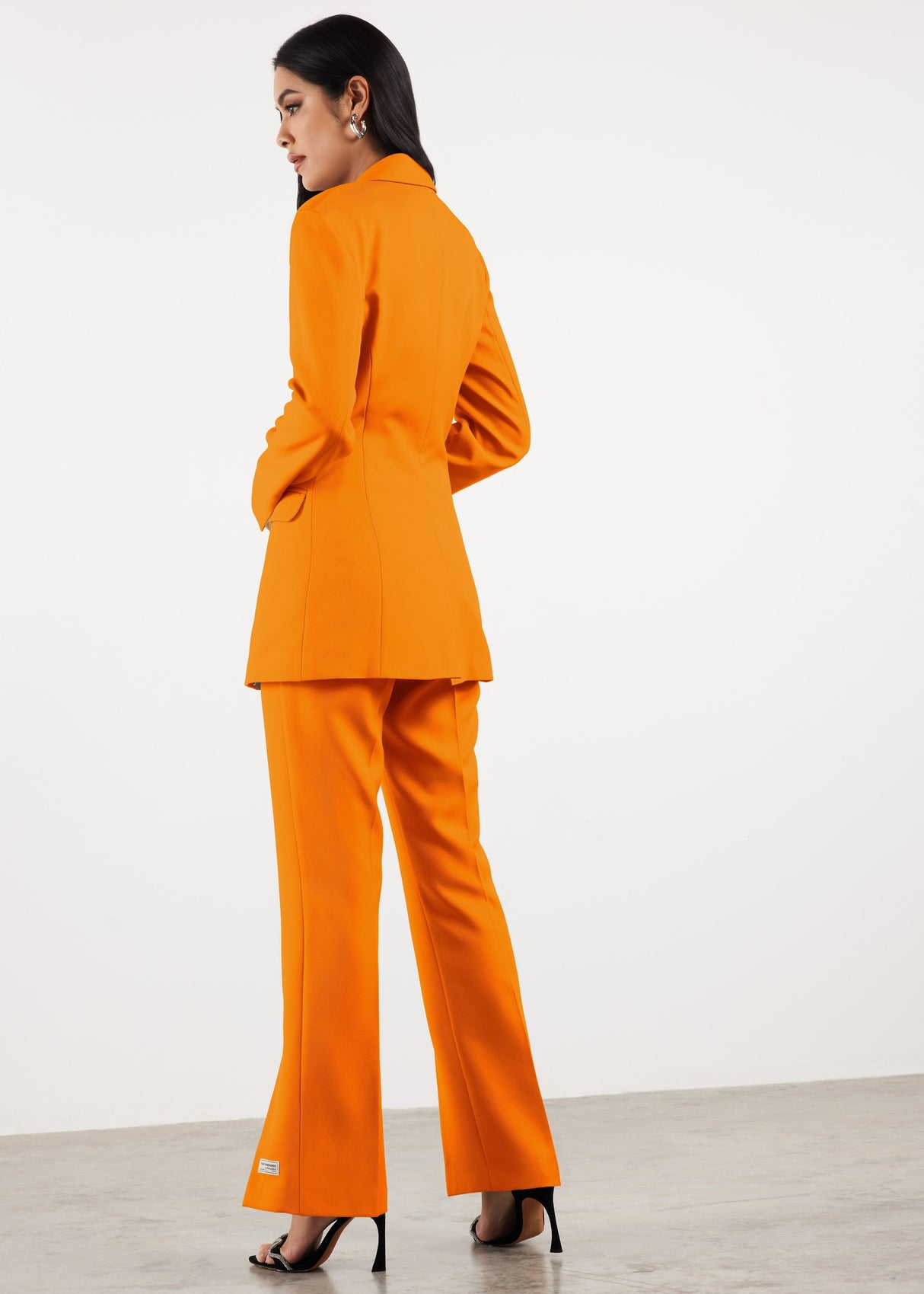 Formal Cinched Waist Blazer Tangerine Orange