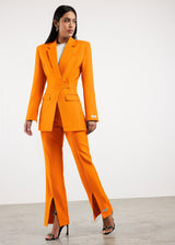 Formal Cinched Waist Blazer Tangerine Orange