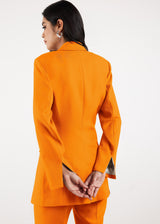 Formal Cinched Waist Blazer Tangerine Orange